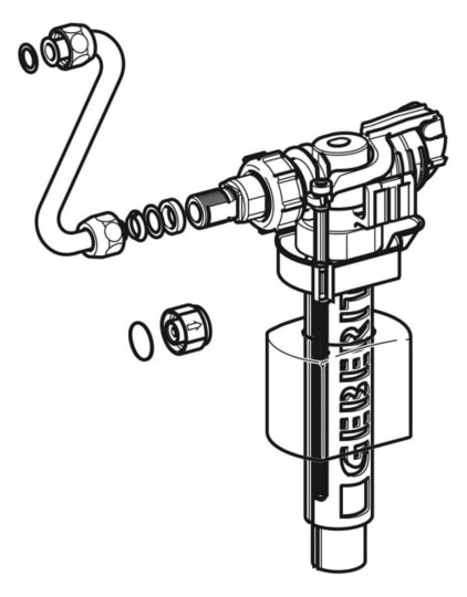 Geberit Füllventil Typ 380 Wasseranschluss seitlich, 3/8", Nippel Messing, für UP-Spülkästen