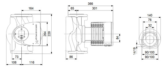 Grundfos Heizungsumwälzpumpe MAGNA3 50-180 F, 280 mm, DN 50, PN 6/10, 230 V