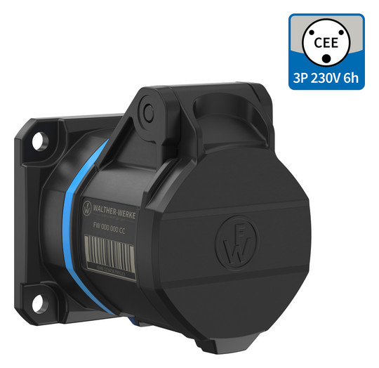 CEE-Anbausteckdose 3p 16A 230V/bl 6h ger IP54 schraubl.Kl Kst 60x60mm