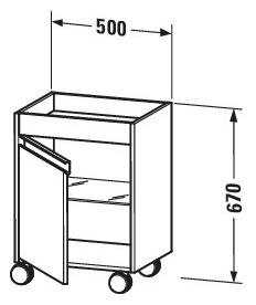 Duravit Rollcontainer Ketho 50x36x67cm, Tür links, Eiche natur