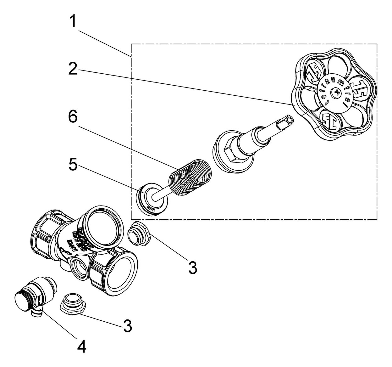 Schlösser KFR-Ventil 1620 DN 20, Rp 3/4, mit Entleerung, steigende Spindel