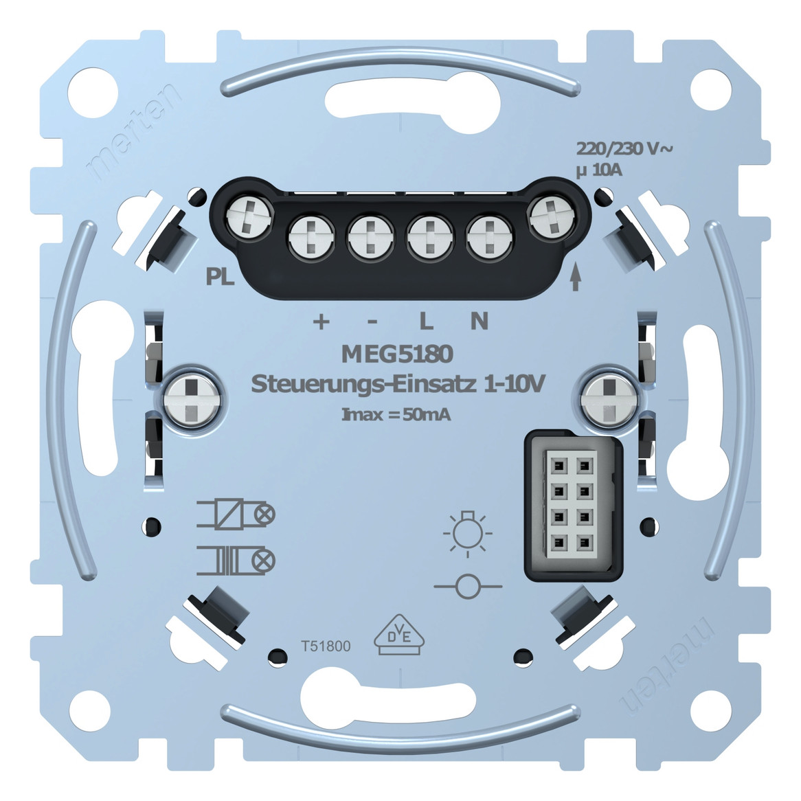 Lichtregel-Potentiometer UP Push-button 10A 230V Dimmung 1-10 V 50mA