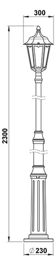 Aufsatzleuchte 75W AGL sw Alu Gl_tr IP23