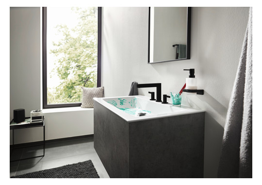 hansgrohe 3-Loch-Waschtisch-Armatur 110 Finoris mit Push-Open-Ablaufgarnitur, mattschwarz