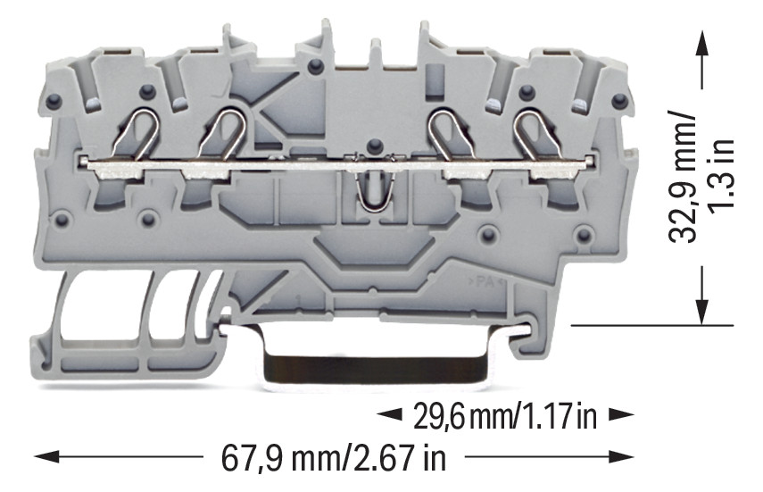 Reihenklemme 0,14-1qmm Serie 2000 1Etage 4kl gr 13,5A Hutschiene TH35