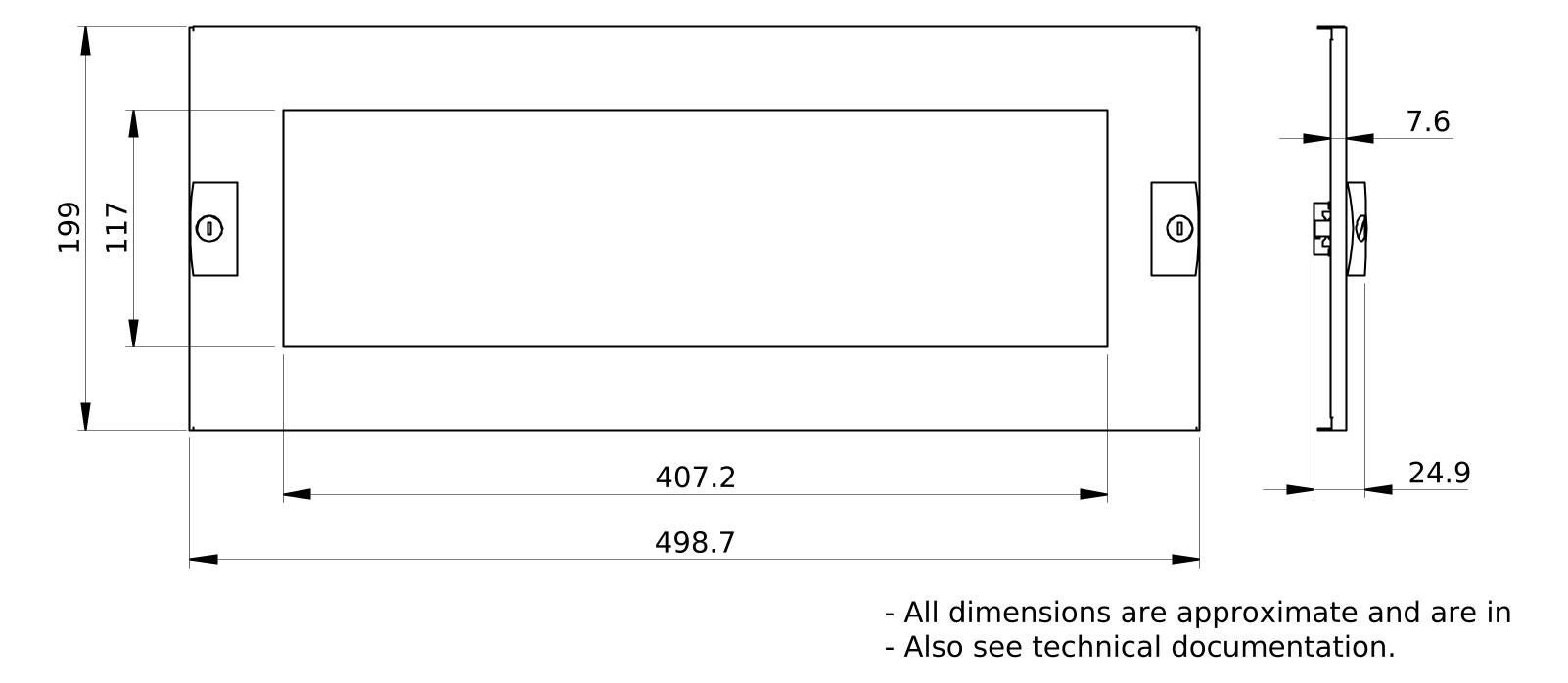 Schrank-Frontplatte 4HE B500xH200mm unbeh