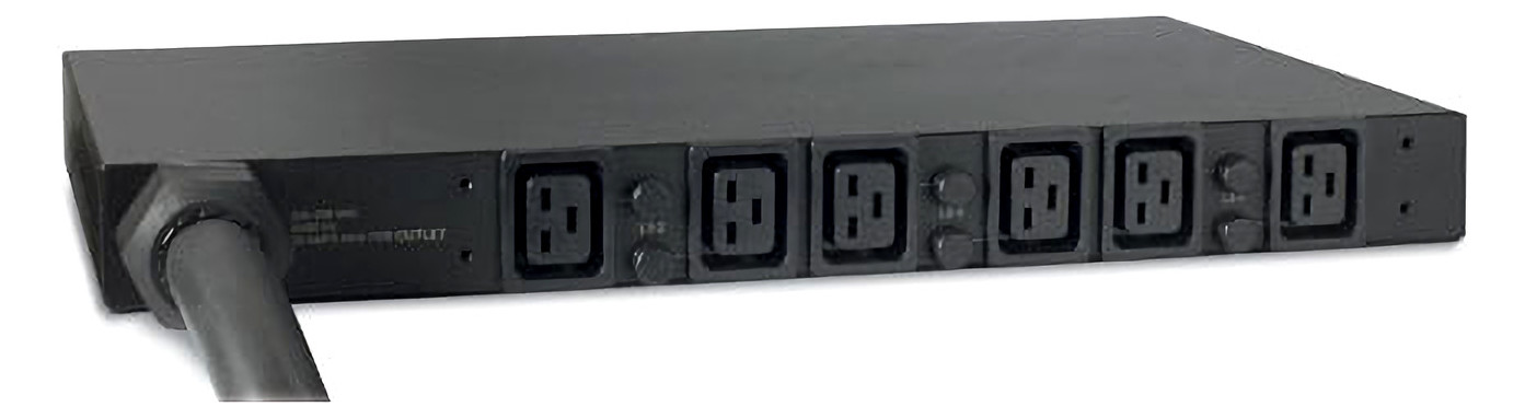 Rack-Stromverteilung 1HE 6Steckd 6xC19 400V Mit Sicherung Schaltbar