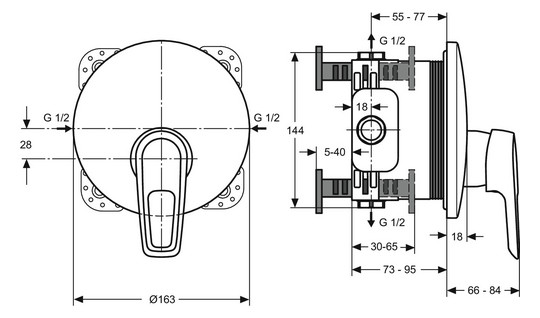 Ideal-Standard Fertigmontageset CeraMix Blue für UP-Brause-Einhebelmischer, chrom