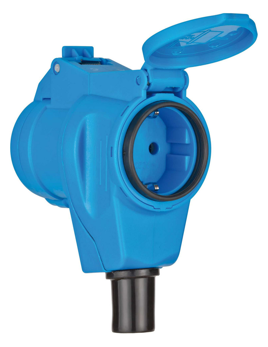 CEE-Kupplung 3p 16A IP44 IP44 230V/bl 6h abgew Kst Knickschutztülle