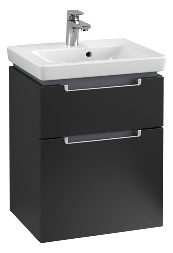 V&B Waschtisch-Unterschrank Subway 2.0 48,5x59x38cm, Griff silber matt, black matt lacquer