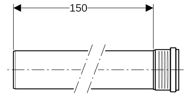 Geberit Rohr Silent PP DN 40, 1500 mm, mit Muffe, schalloptimiert