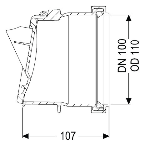Kessel Rohrklappe DN 100, Kunststoff, Verwendung als Schlussstück