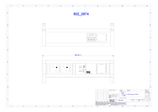 Bachmann DESK 2xUTE 1xUSB A&C   902.0874 