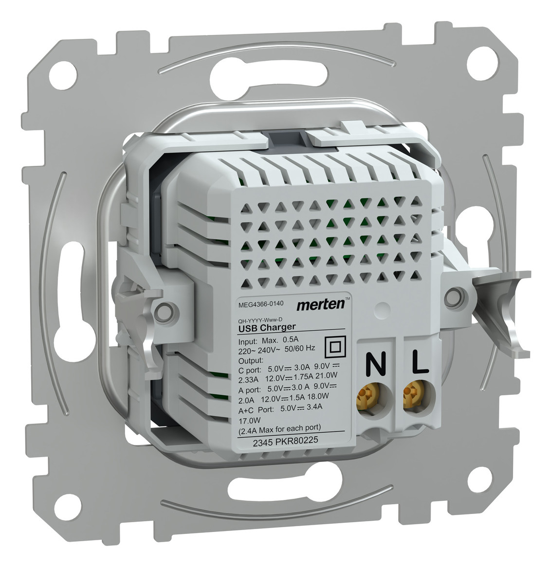 USB-Spannungsversorgung 1USB-A 1USB-C UP 3000mA si 5-12V 50-600Hz