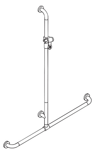 HEWI Duschhandlauf 801 962 x 1250 mm, stahlblau, mit verschiebbarer Brausehalterstange
