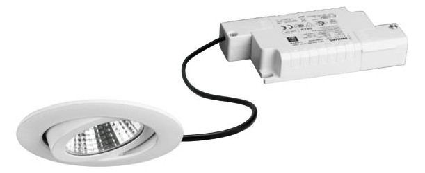 LED-Einbaustrahler 6W 3000K 630lm Konv ws glz 1LED Alu IP20 RF:hochglänzend