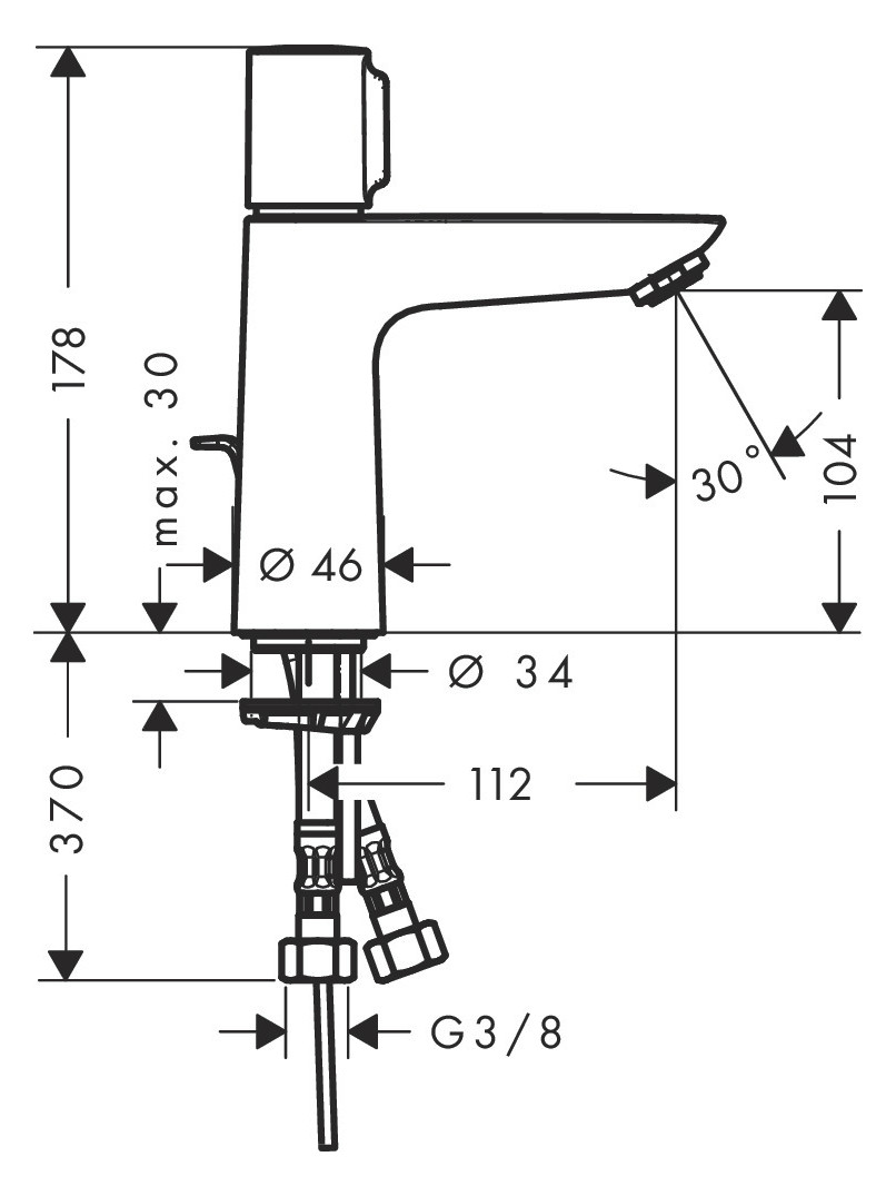 hansgrohe Waschtisch-Einhebelmischer 110 Talis Select E mit Zugstangen-Ablaufgarnitur, chrom