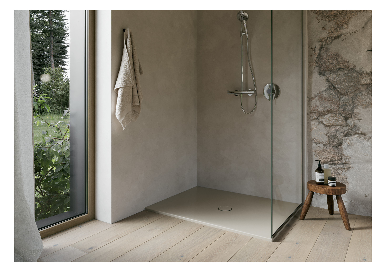 Duschfläche BetteFloor 1661 100x90cm, Glasur, Mini-Wannenträger, sand