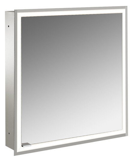 EMCO Unterputz-Lichtspiegelschrank prime 600x730mm, 1 Tür, Anschlag rechts, aluminium/weiss