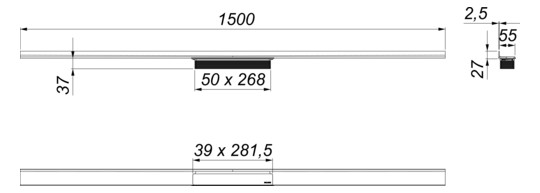 Dallmer Duschrinne CeraWall Select Edelstahl, hochglanz poliert, 1500 mm
