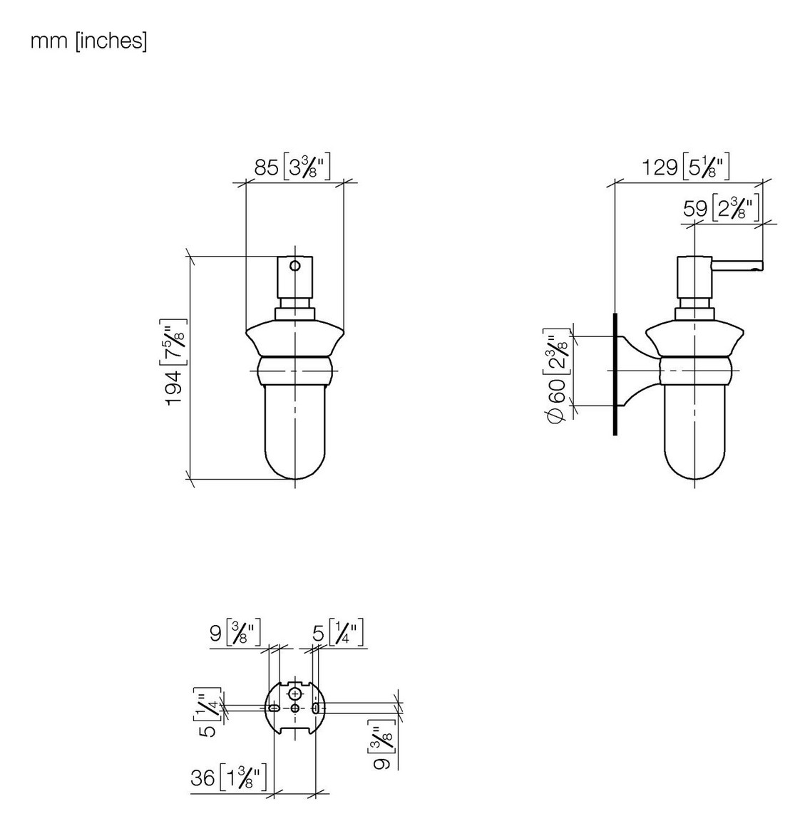Dornbracht Spender Madison Wandmodell, Dark Platinum matt