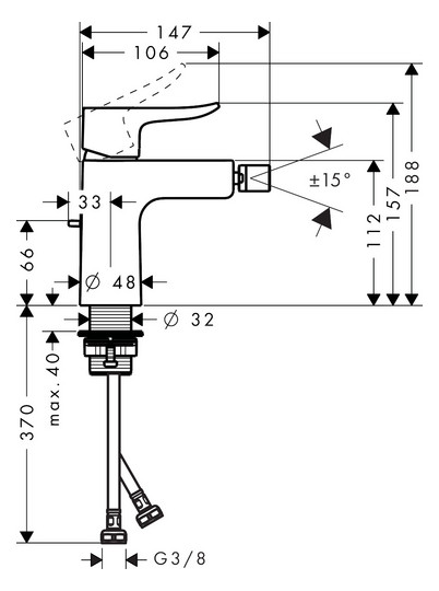 hansgrohe Bidet-Einhebelmischer Metris mit Zugstangen-Ablaufgarnitur, chrom