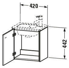 Duravit Waschtisch-Unterschrank Brioso 42x28,9x44,2cm, wandhängend, Tür rechts, Betongrau matt