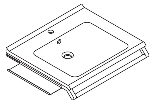 HEWI Mineralguss-Waschtisch-Set 65x58cm, mit Haltegriff, Ablage, weiß, dunkelgrau perlglimmer tiefmatt
