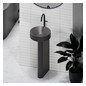 Waschtisch Pedestal BetteSuno d= 34x86,3cm, mit Hahnloch, silver
