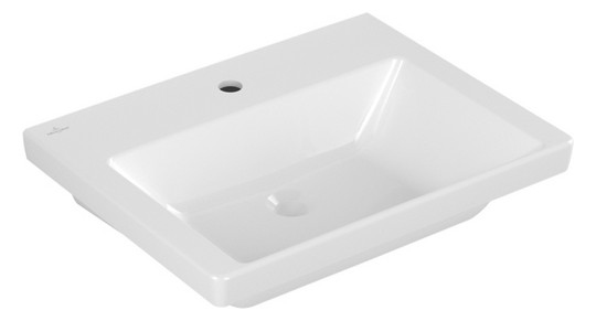 V&B Schrank-Waschtisch Subway 3.0 60x47cm, eckig, Unterseite geschliffen, mit 1 Hahnloch/ohne Überlauf, weiß