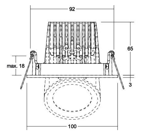 LED-Einbaustrahler 13W KARYL 3000K 1LED 1320lm Konv Alu IP20 ws mt Ø/EB92mm