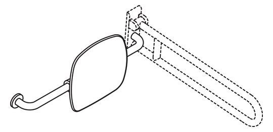 HEWI Rückenstütze 801 Wandabstand 150mm, Ausführung links, matt, Lehne anthrazitgrau, felsgrau