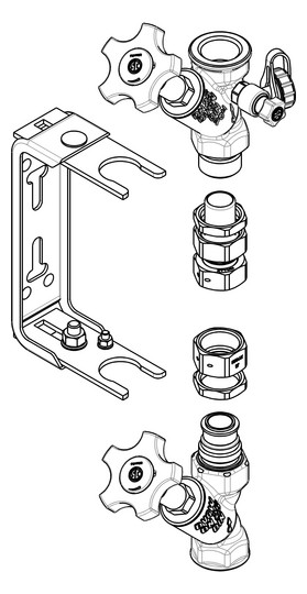 Schlösser Wasserzähler-Anschlussgarnitur KO2225 1 1/4" Qn 6, verstellbar, Bügel Edelstahl, mit Steigrohr