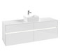 V&B Waschtischunterschrank Collaro 160x54,8x50cm, Waschtisch mittig, LED-Beleuchtung 12W, glossy white
