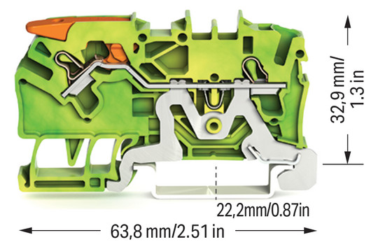 Schutzleiter-Reihenklemme 0,25-4qmm gn/ge 1Etage Hutschiene TH35