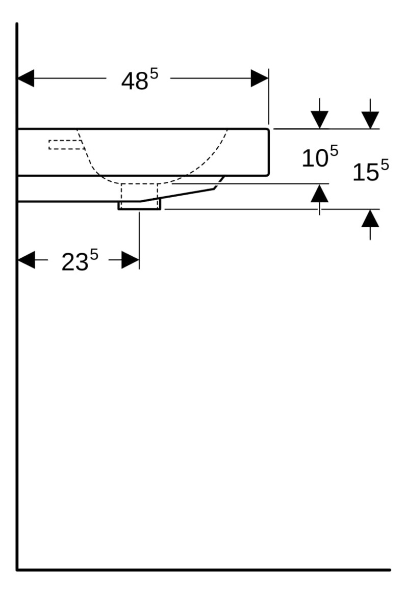 Geberit Aufsatz-Waschtisch iCon 60 x 48,5 cm, weiß KeraTect, mit Hahnloch, mit Überlauf