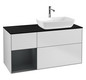 V&B Waschtisch-Unterschrank Finion 120cm, Abdeckplatte black matt, Regal Midnight matt lacquer, White matt lacquer