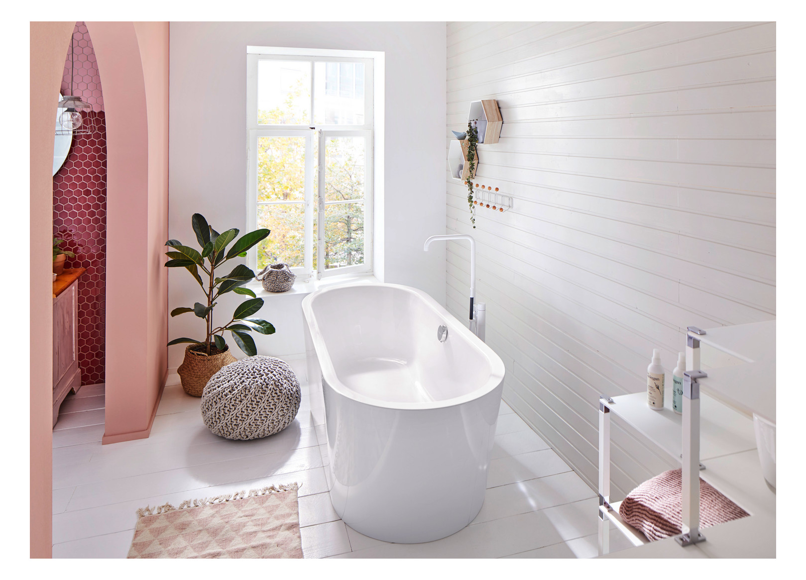 Kaldewei Badewanne CLASSIC DUO 1113 170x75cm, oval, freistehend, Antislip, schallschutz, weiß