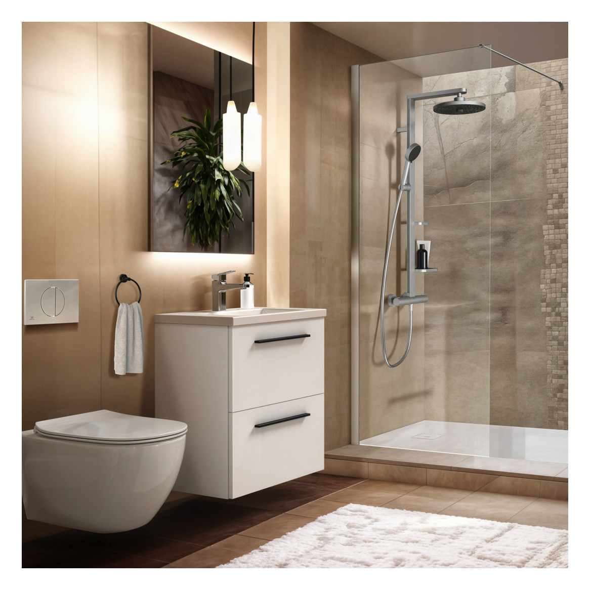 Ideal-Standard Möbel-Waschtischunterschrank i.life S 2 Auszüge, 60 x 37,5 x 63 cm, weiß matt