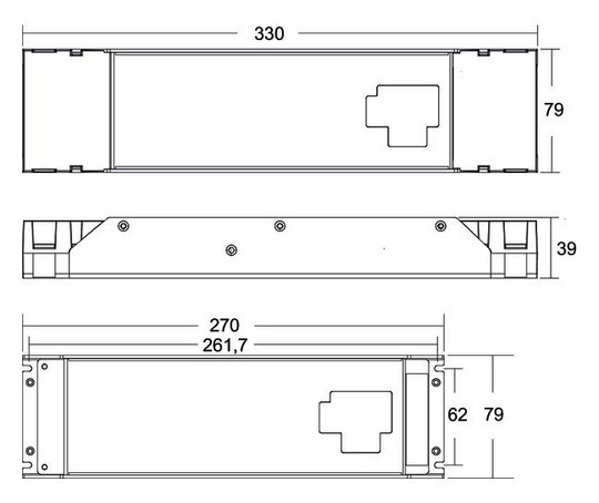 LED-Steuerung 1-200W 24V IP20 DALI dyn Metallgeh Dimmung DALI 330x79x39mm