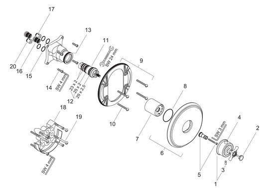 hansgrohe Fertigmontageset Axor Montreux UP-Thermostat, mit Kreuzgriff, brushed nickel