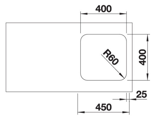 Blanco Becken SUPRA 400-U 43 x 43 cm, Edelstahl Bürstfinish, für Unterbau