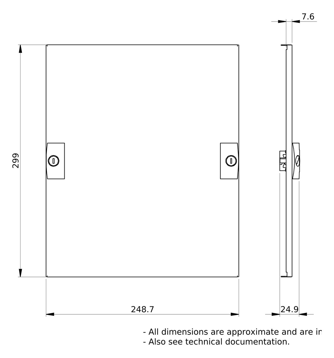 Schrank-Frontplatte 6HE B250xH300mm ST pulverbesch