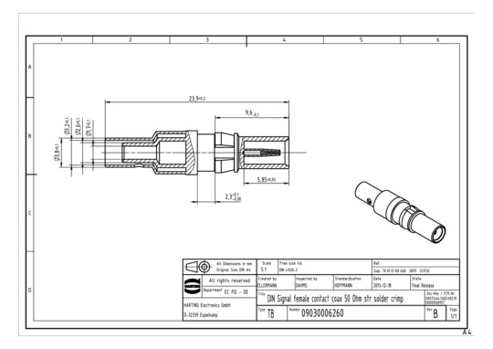 HART HARTING KOAXIALKONTAKTB 09030006260 