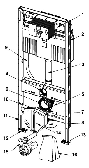 TECE WC-Modul TECEprofil 1120 mm, mit Spülkasten, Betätigung von vorne