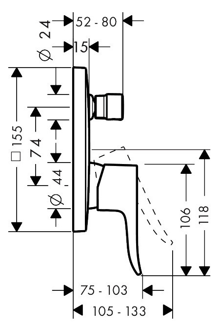 hansgrohe Fertigmontageset Metris UP-Wannen-Einhebelmischer, Rosette eckig, mit integrierter Sicherungskombination, chrom