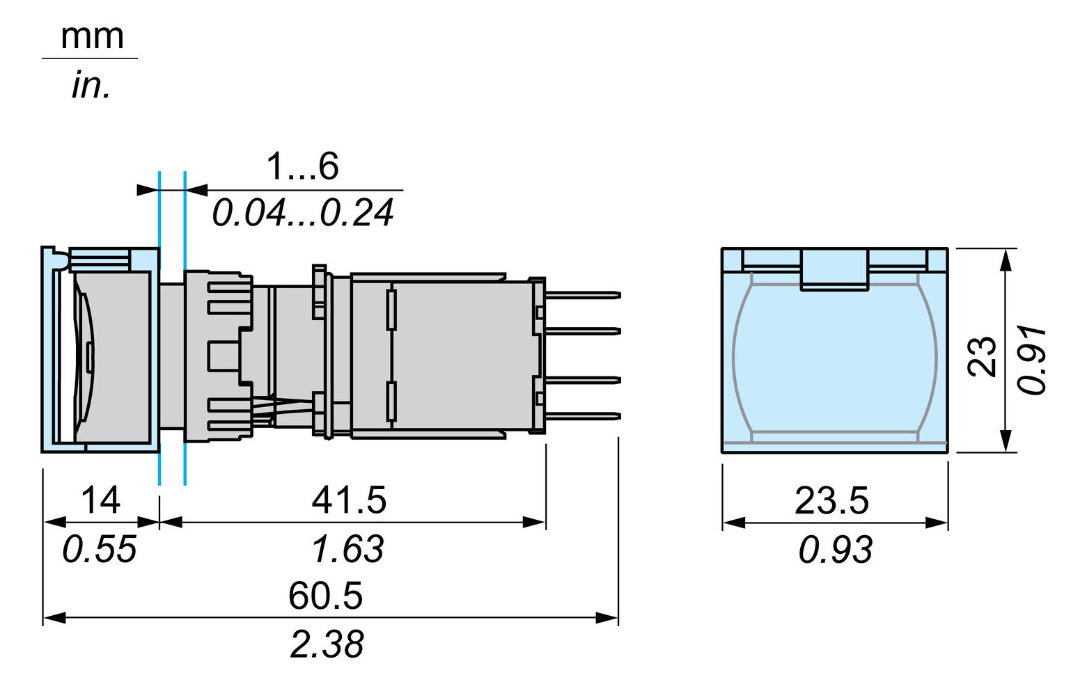 Schutzkappe transp rechteck