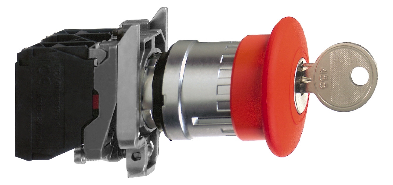 Not-Aus Taster EB IP66 Schlüssel 1S 1Ö Ø22,5mm Einb Schraub