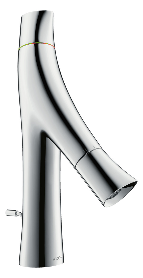 hansgrohe Waschtisch-Zweigriff-Armatur 80 Axor Starck Organic Ausladung 116mm, mit Zugstangen-Ablaufgarnitur, chrom