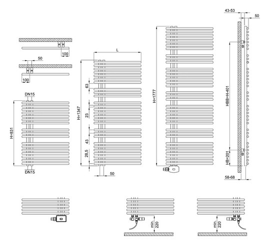 Bemm Badheizkörper Asymo E 1777 x 600 mm, edelweiß